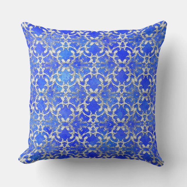 Almofada Padrões de rolagem azul de Cinza prateada (Frente)