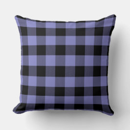 Almofada Padrões de Xadrez de Buffalo preto e Periwinkle Th