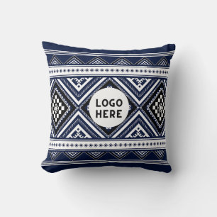Almofada Padrões étnicos Abstrato preto com logotipo