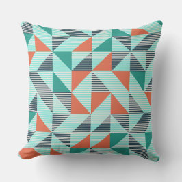 Almofada Padrões Geométricos Laranja Azul Gráfico