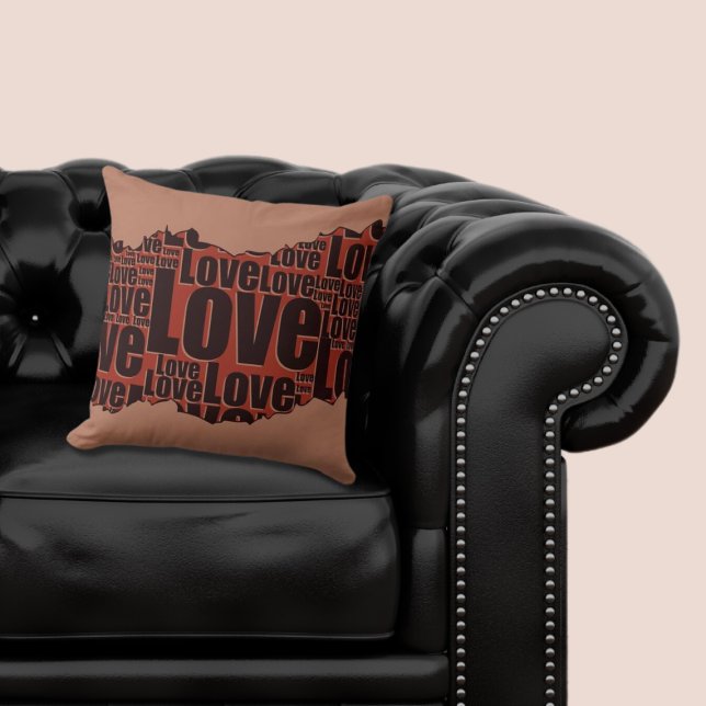 Almofada Padrões Irregulares Vermelho e Preto da Tipografia (Love Typography, Red Throw Pillow)