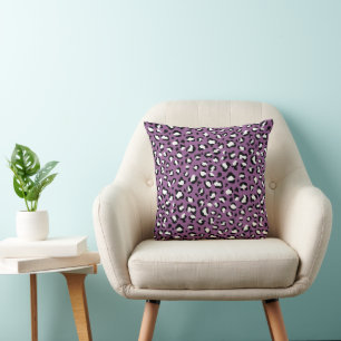 Almofada Padrões-leopardo, manchas-leopardo, leopardo roxo