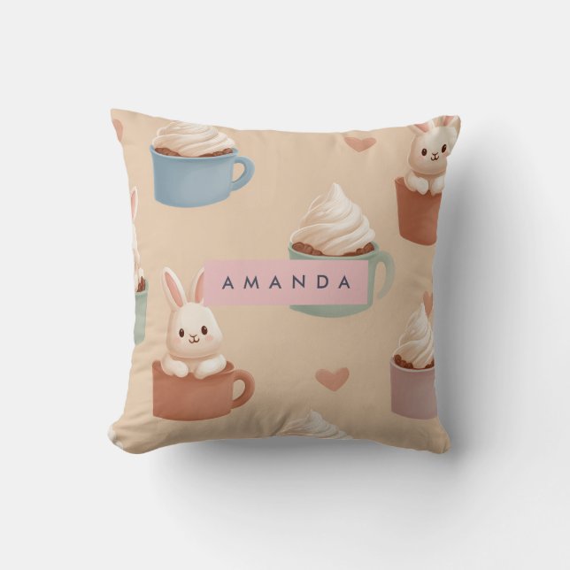 Almofada Padrões personalizados de Macarões e amêndoas de P (Frente)