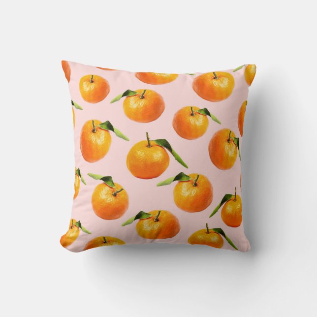 Almofada Padrões sem costura com folhas de tangerinas (Frente)