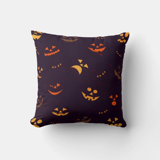 Almofada Padrões Sem Olho Fundo Da Cara Do Diabo Da Pumpkin (Frente)