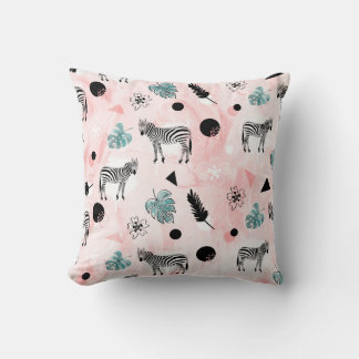 Almofada Padrões Tie-Dye das Folhas Tropicais Zebras