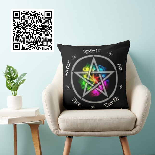 Almofada Pagan Wiccan Elemental Pentagram (Criador carregado)