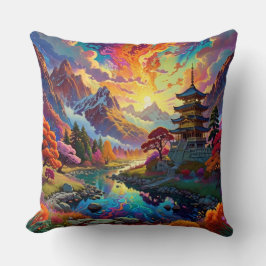 Almofada Pagoda e Paisagem Colorida