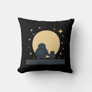 Almofada Pai Filho Astronauta de Mãos Dadas Lua Cheia