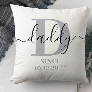 Almofada Pai Monograma - Cinza de prata com script Elegante
