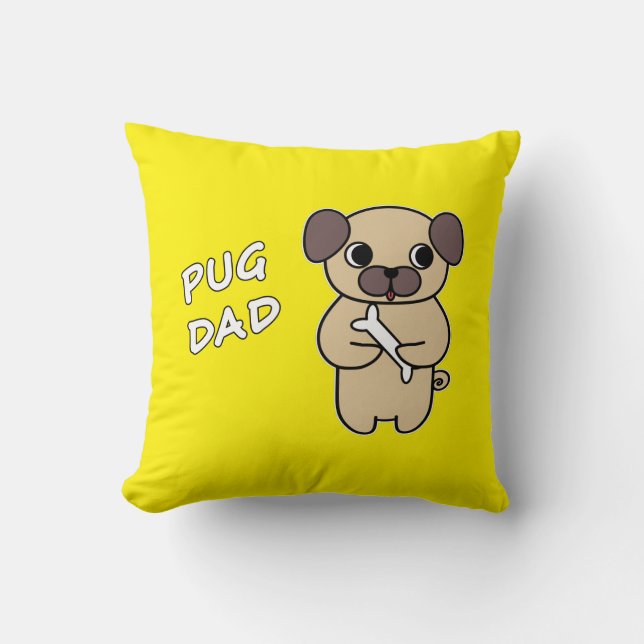 Almofada PAI PUG - Amarelo Vibrante (Frente)