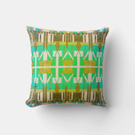 Almofada Painéis de Arte Mediterrâneo Verde Água Dourado Be