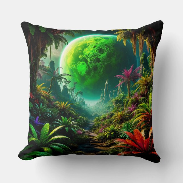 Almofada Paisagem Alien com Vegetação Luxuriante (Frente)