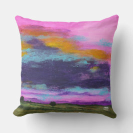 Almofada Paisagem Arte Cor-de-rosa Fazenda sunset