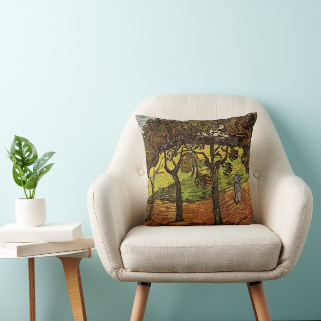 Almofada Paisagem, Árvores e Figuras por Vincent van Gogh (Cadeira)
