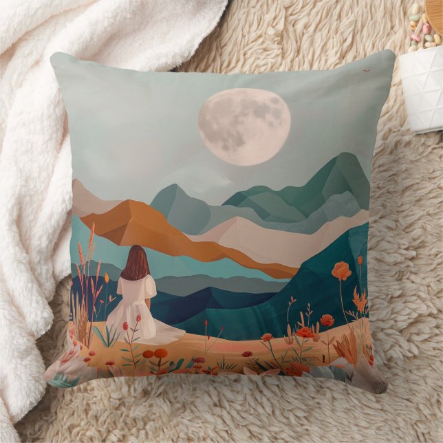 Almofada Paisagem Boho Abstrato (21) (Cobertor)