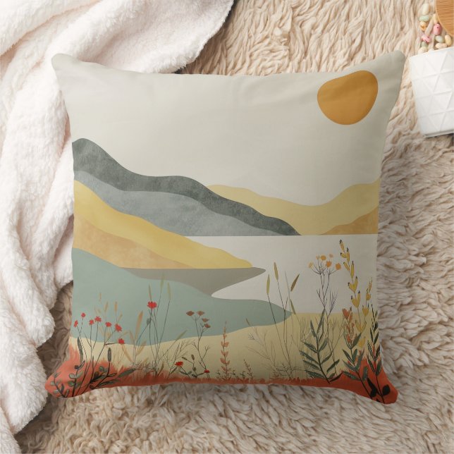Almofada Paisagem Boho Abstrato (25) (Cobertor)