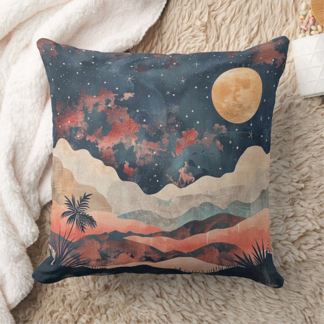 Almofada Paisagem Celestial Boho Deserto Índigo Cobre (Cobertor)