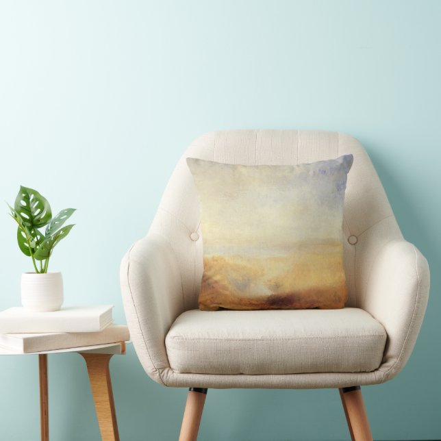 Almofada Paisagem com Baía de Rio Distante por Joseph Turne (Cadeira)