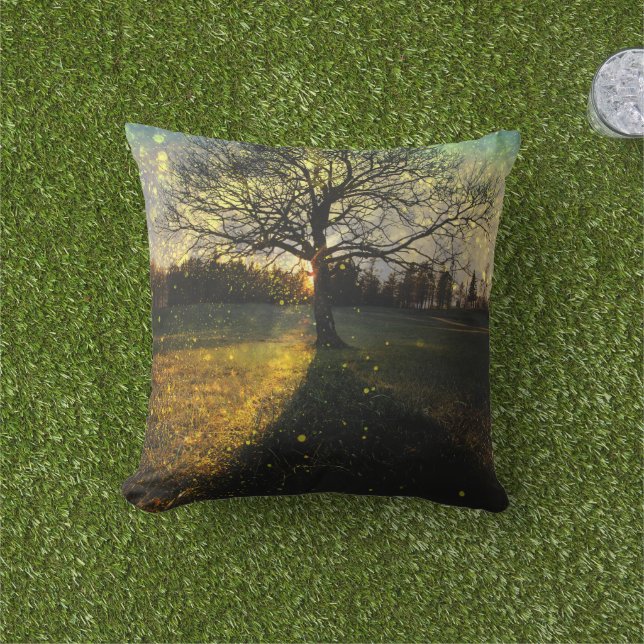 Almofada Paisagem com sonhos de vagalumes mágicos (Grama)