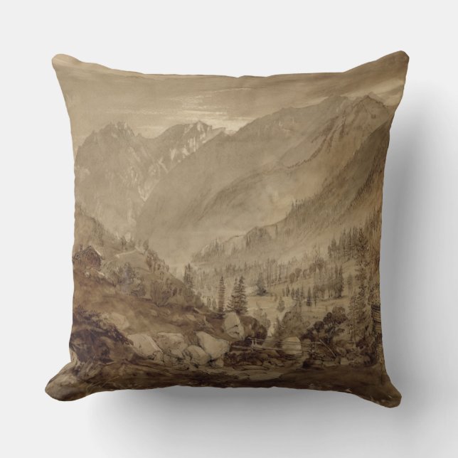 Almofada Paisagem da montanha, Macugnaga, 1845 (caneta & (Frente)
