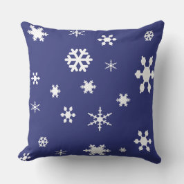 Almofada Paisagem de Inverno - Flocos de Neve Brancos no Az