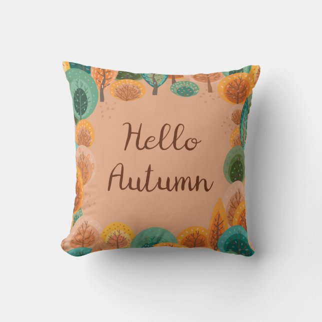 Almofada Paisagem de outono com abstrato de mão desenhada à (Frente)