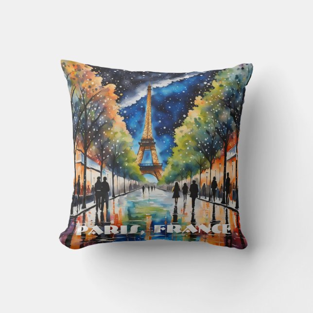 Almofada Paisagem de Paris, Torre Eiffel, Estrelas, Reflexõ (Frente)