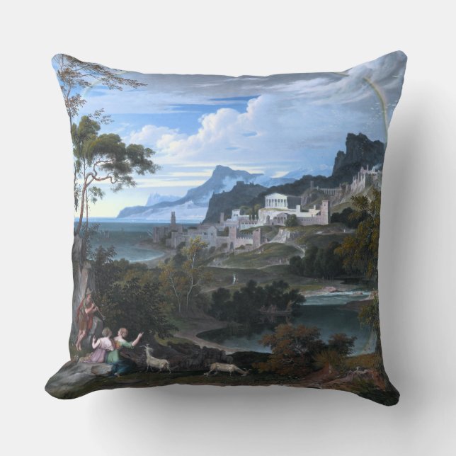 Almofada Paisagem heróico com arco-íris (Frente)