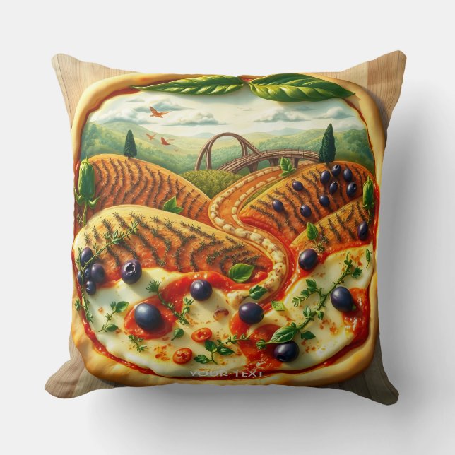 Almofada Paisagem Italiana Fantasy Cute Whimsical (Frente)
