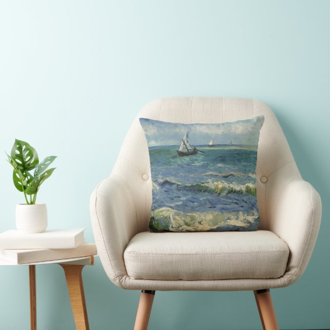 Almofada Paisagem Marinha de Van Gogh em Saintes Maries de  (Cadeira)