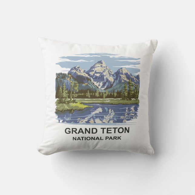 Almofada Paisagem Nacional do Grande Teton (Frente)