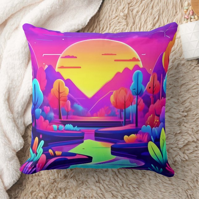 Almofada Paisagem neon Sunset (Cobertor)