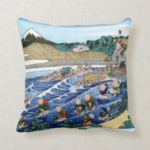 Almofada Paisagem oriental legal da opinião de Hokusai Fuj