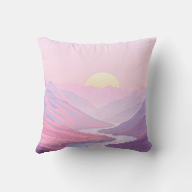 Almofada Paisagem Sonhadora em Matizes de Pastel (Verso)