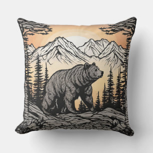 Almofada Paisagem Urso e Natureza das Montanhas