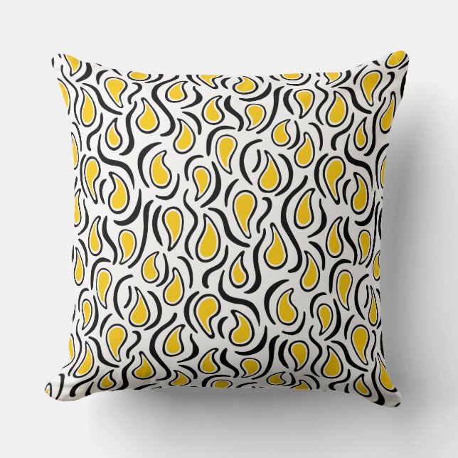 Almofada Paisley Abstrato 230523 - Amber, B&W (Frente)