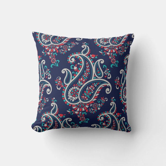 Almofada Paisley Asiático: Design tradicional sem costura. (Frente)