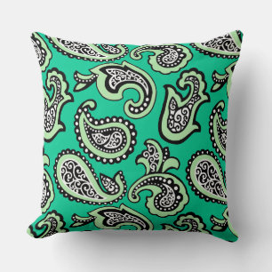 Almofada Paisley Atemporal em Fundo Verde