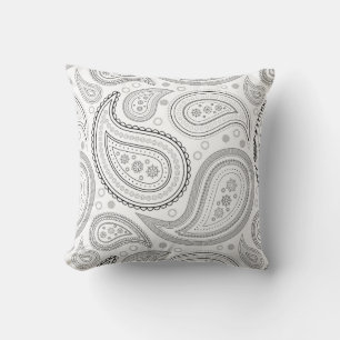 Almofada Paisley Black no Travesseiro decorativo Branco