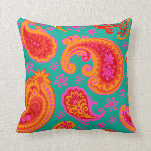 Almofada Paisley bonito vermelho-alaranjado