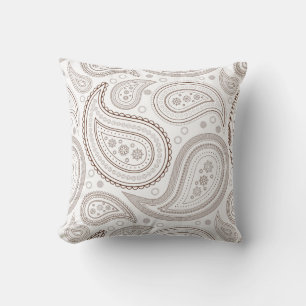 Almofada Paisley Brown em Travesseiro decorativo Branco