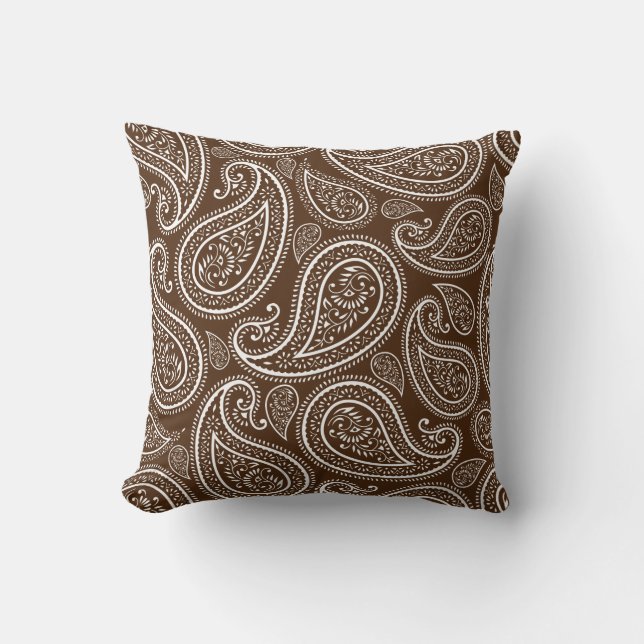 Almofada Paisley Castanho Moderno (Frente)