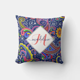 Almofada Paisley colorido funky personalizado