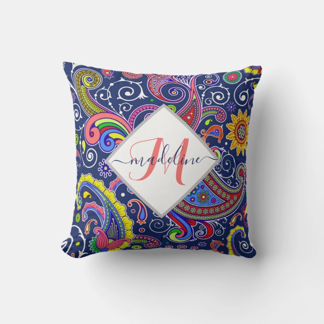 Almofada Paisley colorido funky personalizado (Frente)
