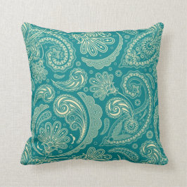 Almofada Paisley Creme Verde Azul E Beige