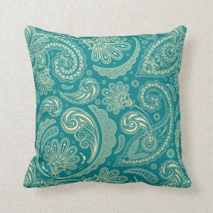 Almofada Paisley Creme Verde Azul E Beige