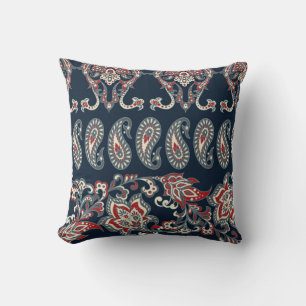 Almofada Paisley floral, padrão de vinheta damasco.