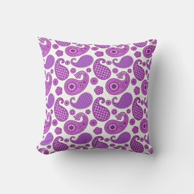 Almofada Paisley Pattern, Violet, Purple e White (Frente)