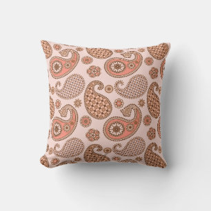 Almofada Paisley, pêssego e coral cor-de-rosa
